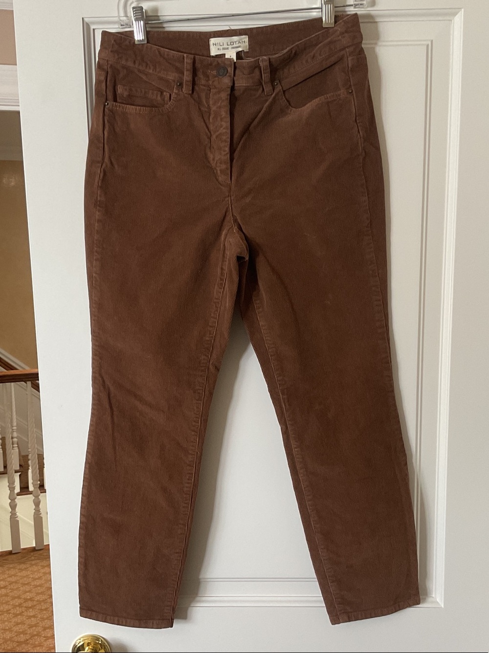 Nili Lotan Chestnut Brown Corduroy Cropped Jeans